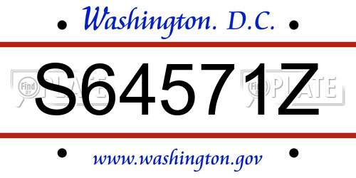 S64571Z District Of Columbia License Plate