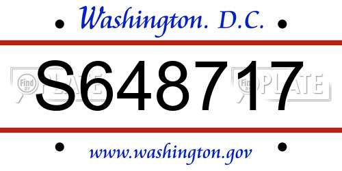 S648717 District Of Columbia License Plate