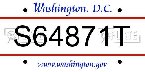 S64871T District Of Columbia License Plate