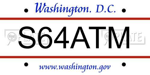 S64ATM District Of Columbia License Plate