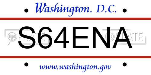 S64ENA District Of Columbia License Plate