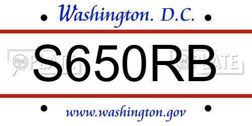 S650RB District Of Columbia License Plate