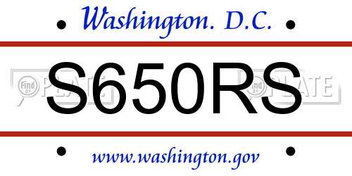 S650RS District Of Columbia License Plate