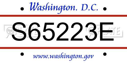 S65223E District Of Columbia License Plate
