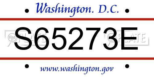 S65273E District Of Columbia License Plate