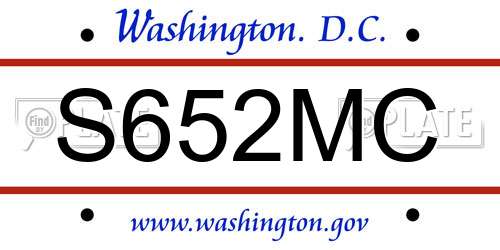 S652MC District Of Columbia License Plate
