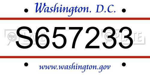 S657233 District Of Columbia License Plate