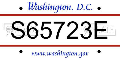 S65723E District Of Columbia License Plate