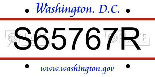 S65767R District Of Columbia License Plate