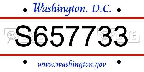 S657733 District Of Columbia License Plate