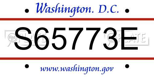S65773E District Of Columbia License Plate