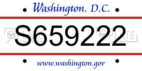 S659222 District Of Columbia License Plate