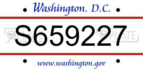 S659227 District Of Columbia License Plate