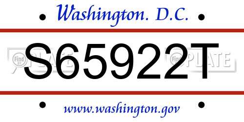 S65922T District Of Columbia License Plate