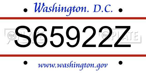 S65922Z District Of Columbia License Plate