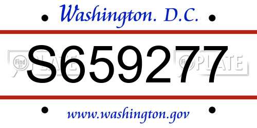 S659277 District Of Columbia License Plate