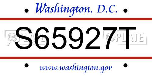 S65927T District Of Columbia License Plate