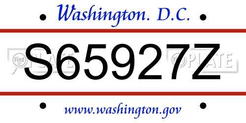S65927Z District Of Columbia License Plate