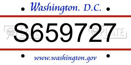 S659727 District Of Columbia License Plate