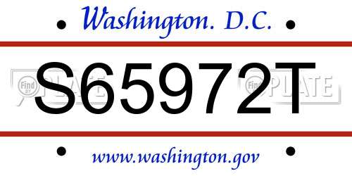 S65972T District Of Columbia License Plate