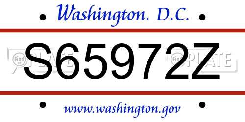 S65972Z District Of Columbia License Plate