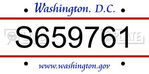 S659761 District Of Columbia License Plate