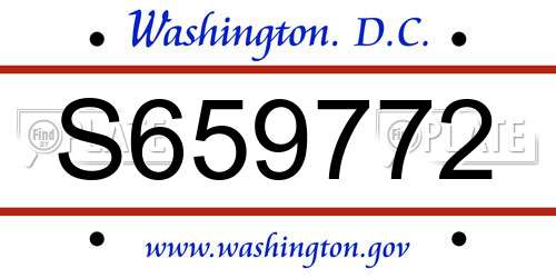 S659772 District Of Columbia License Plate