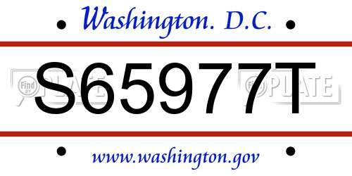 S65977T District Of Columbia License Plate