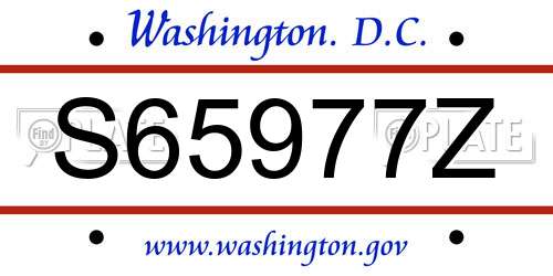 S65977Z District Of Columbia License Plate