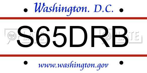 S65DRB District Of Columbia License Plate