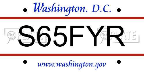 S65FYR District Of Columbia License Plate