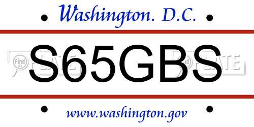 S65GBS District Of Columbia License Plate