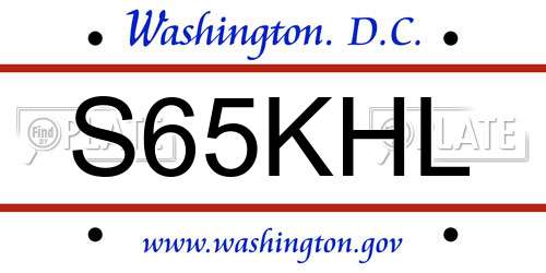 S65KHL District Of Columbia License Plate