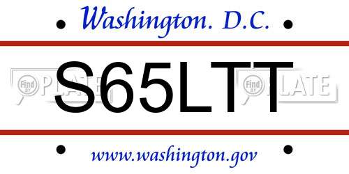 S65LTT District Of Columbia License Plate