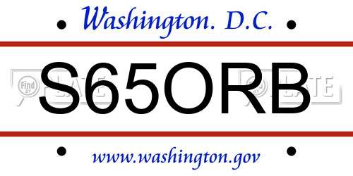 S65ORB District Of Columbia License Plate
