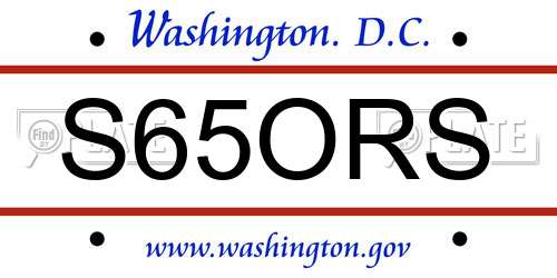 S65ORS District Of Columbia License Plate