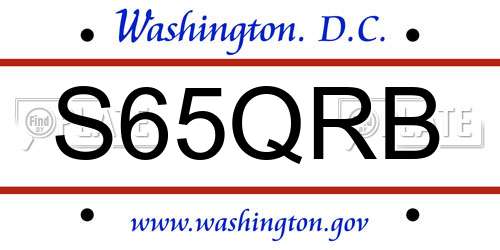 S65QRB District Of Columbia License Plate