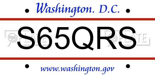 S65QRS District Of Columbia License Plate