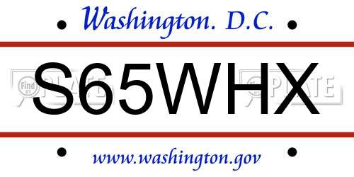 S65WHX District Of Columbia License Plate