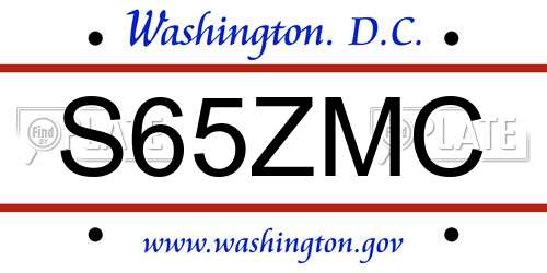 S65ZMC District Of Columbia License Plate