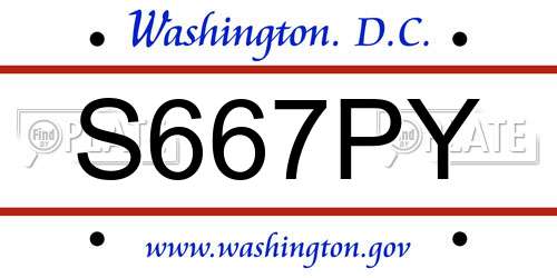 S667PY District Of Columbia License Plate