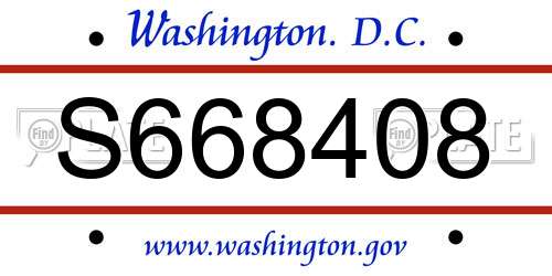 S668408 District Of Columbia License Plate