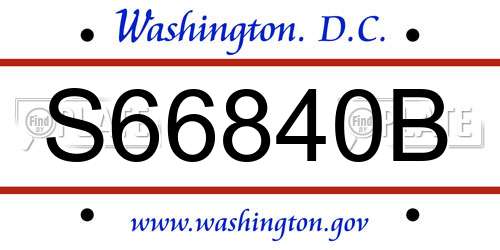 S66840B District Of Columbia License Plate