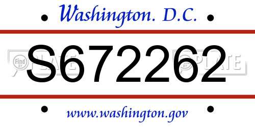 S672262 District Of Columbia License Plate