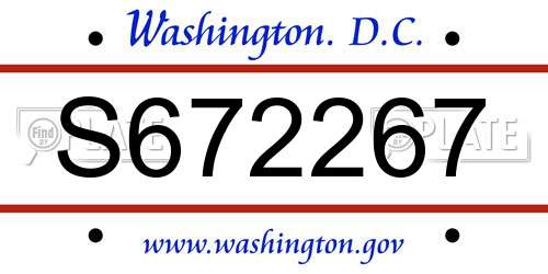 S672267 District Of Columbia License Plate