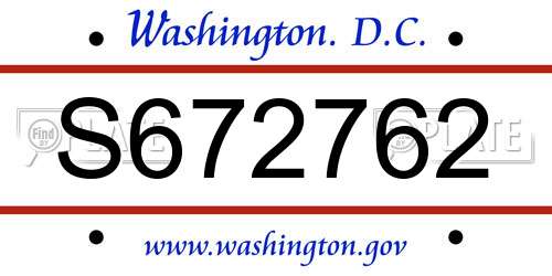 S672762 District Of Columbia License Plate