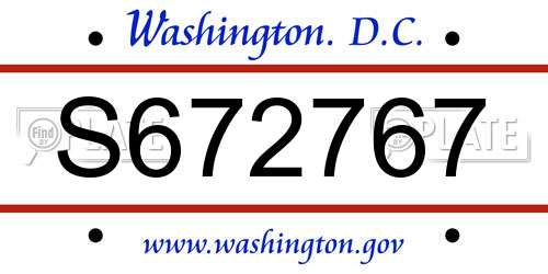 S672767 District Of Columbia License Plate