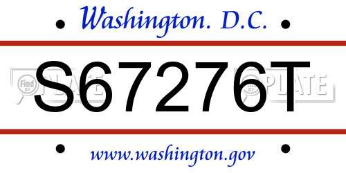 S67276T District Of Columbia License Plate
