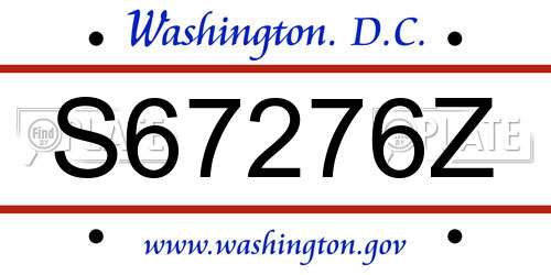 S67276Z District Of Columbia License Plate