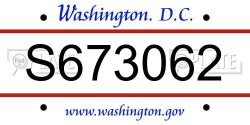 S673062 District Of Columbia License Plate